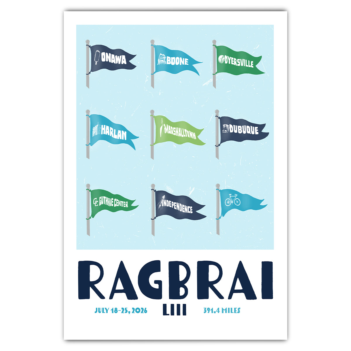 RAGBRAI LIII Town Flags Postcard