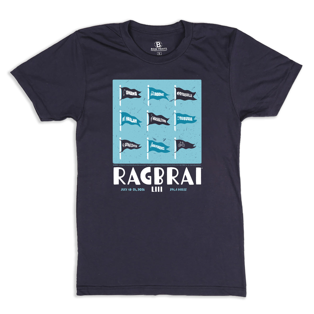 RAGBRAI Town Flags T-Shirt