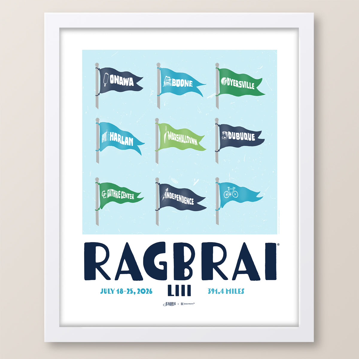 RAGBRAI LIII Town Flags Print