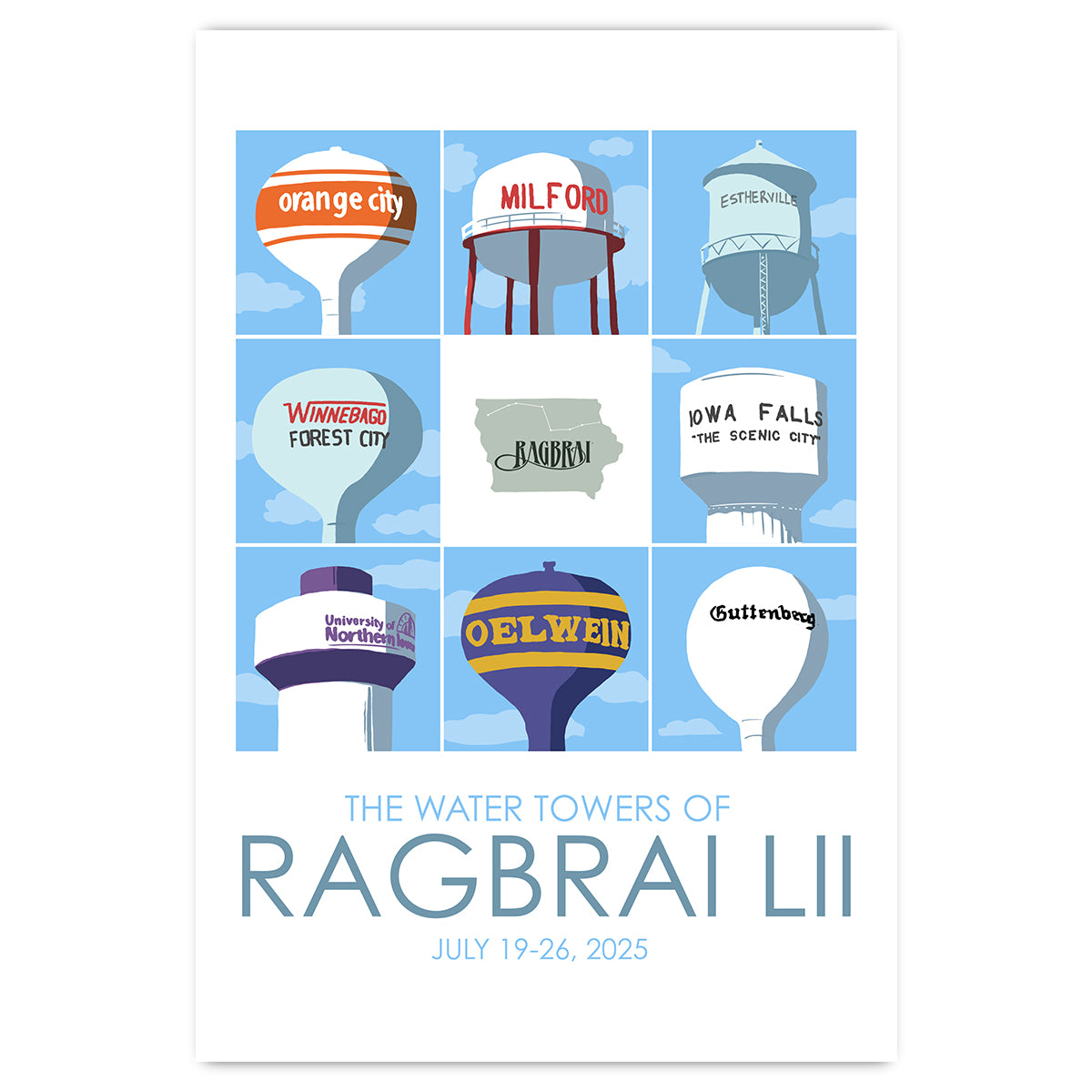 RAGBRAI LII Water Towers Postcard