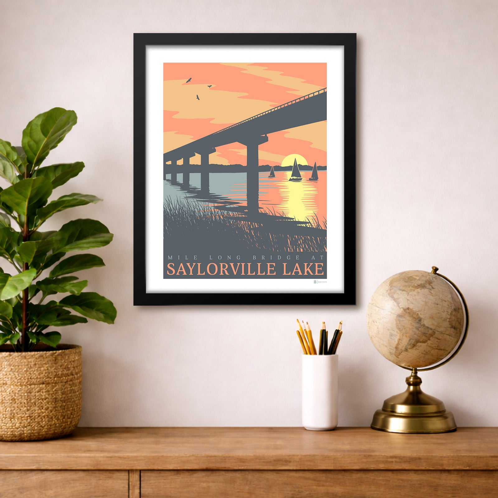Saylorville Lake Bridge Sunset Print