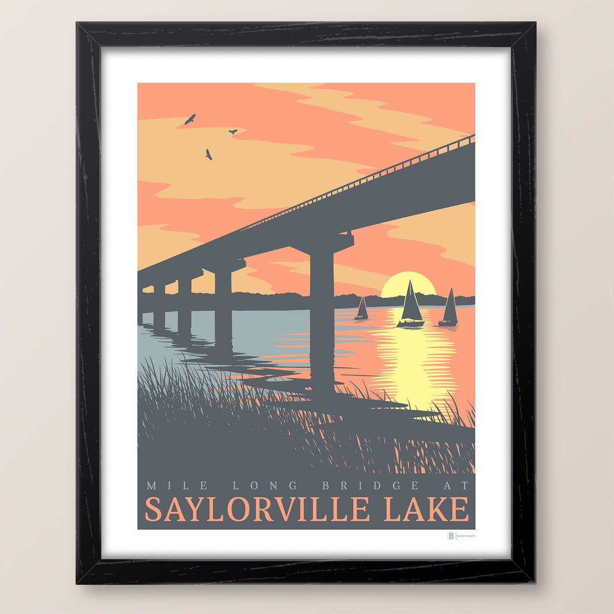 Saylorville Lake Bridge Sunset Print