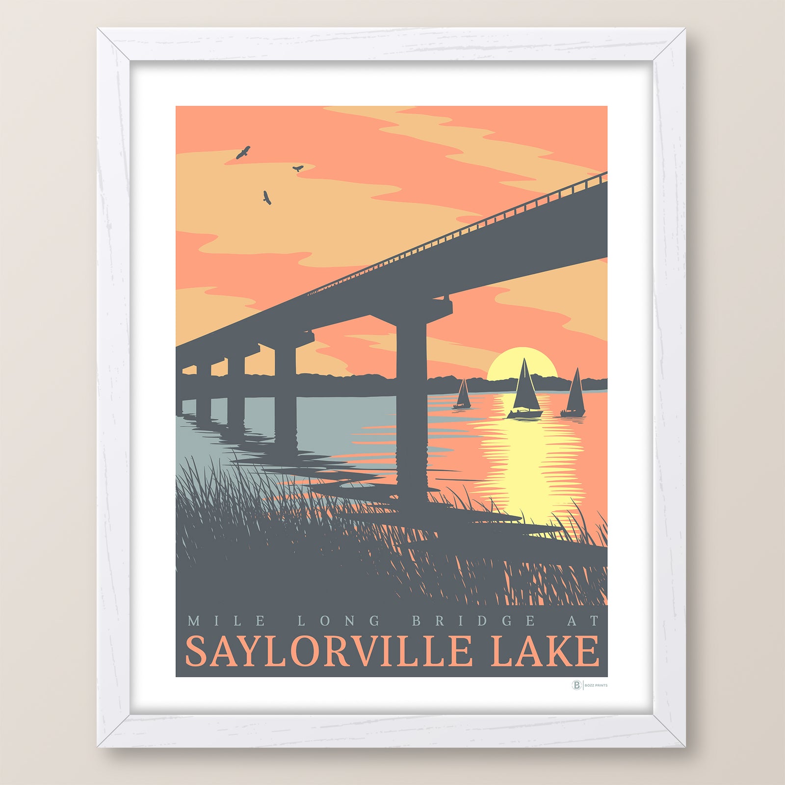 Saylorville Lake Bridge Sunset Print