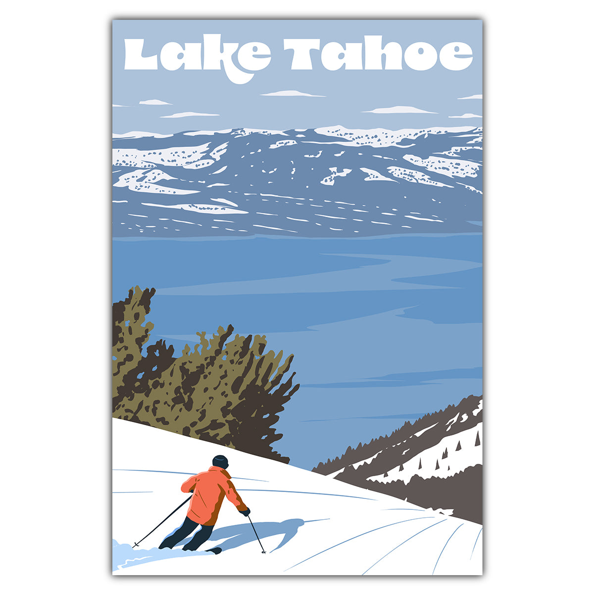 Ski Lake Tahoe Postcard