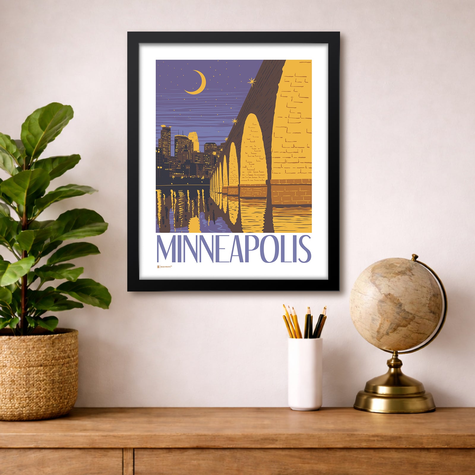 Minneapolis Stone Arch Bridge Night Print