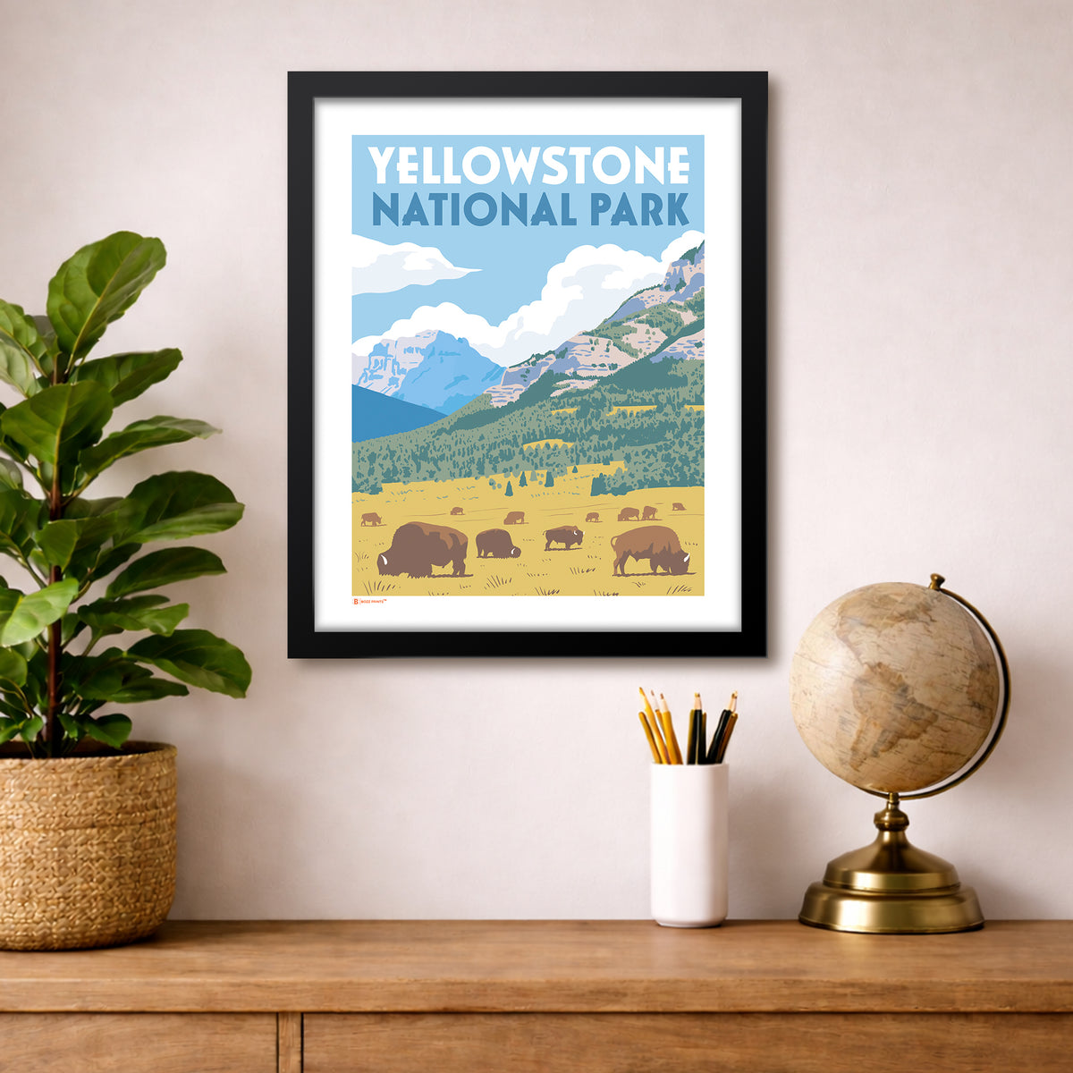 Yellowstone National Park Bison Valley Print