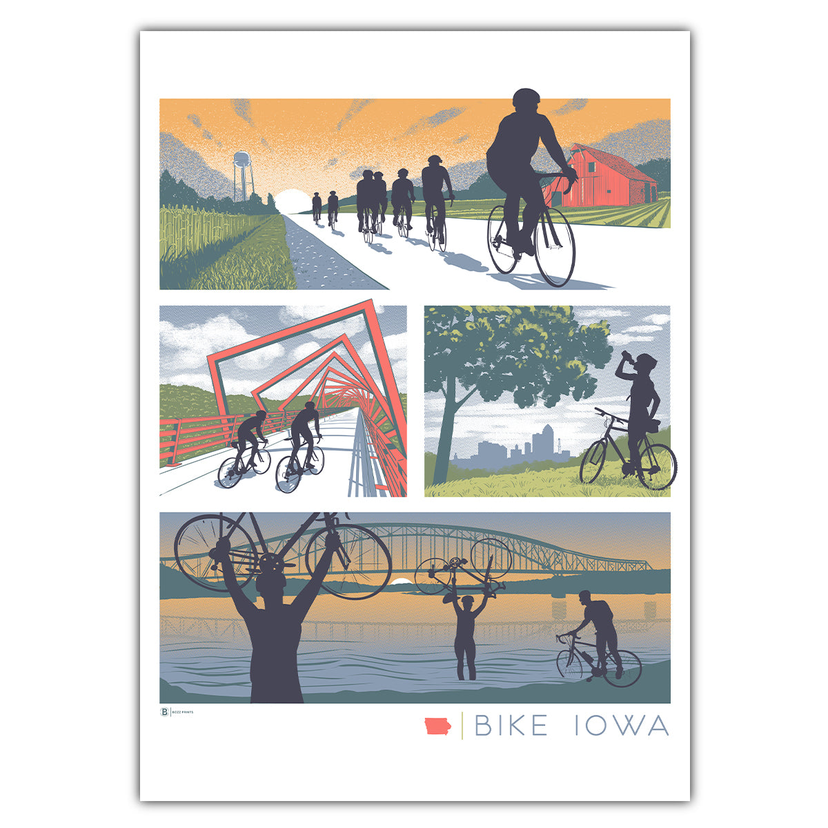 Bike Iowa Greeting Card - Bozz Prints