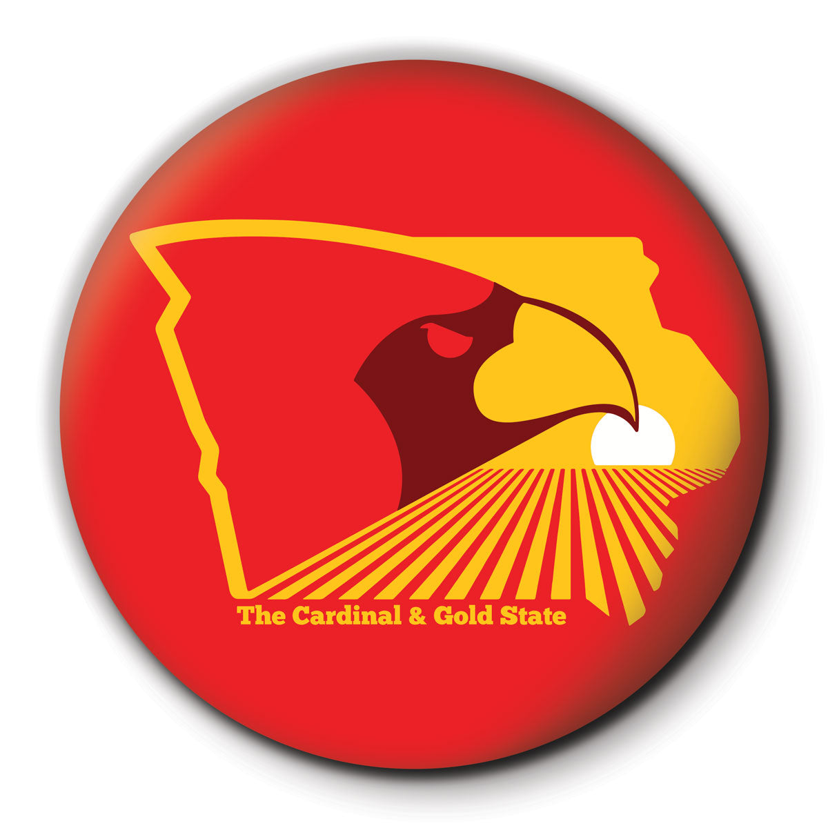 The Cardinal and Gold State Round Coaster - Bozz Prints