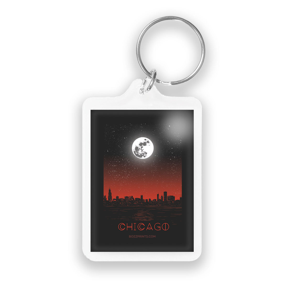 Chicago Moon Keychain