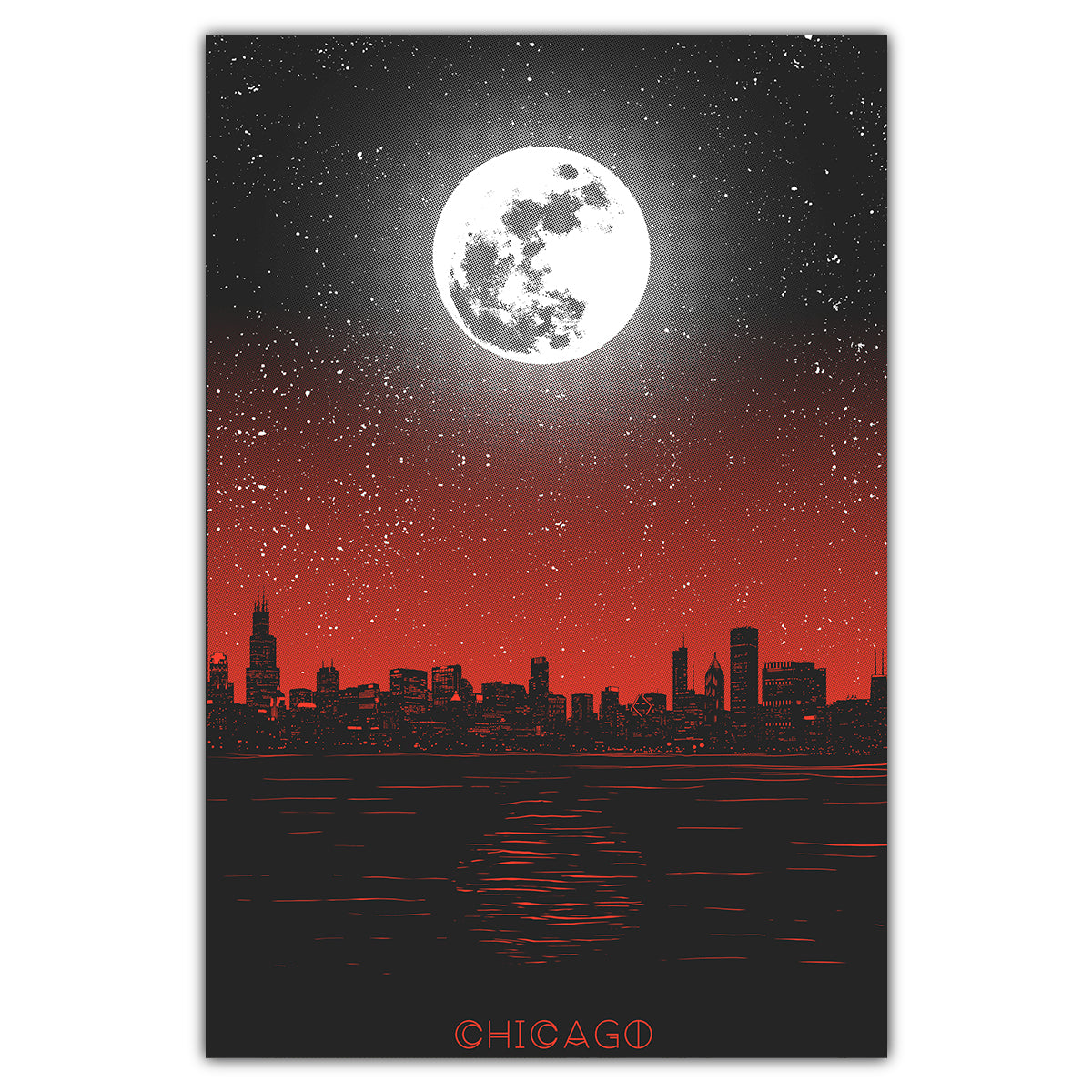 Chicago Moon Postcard - Bozz Prints