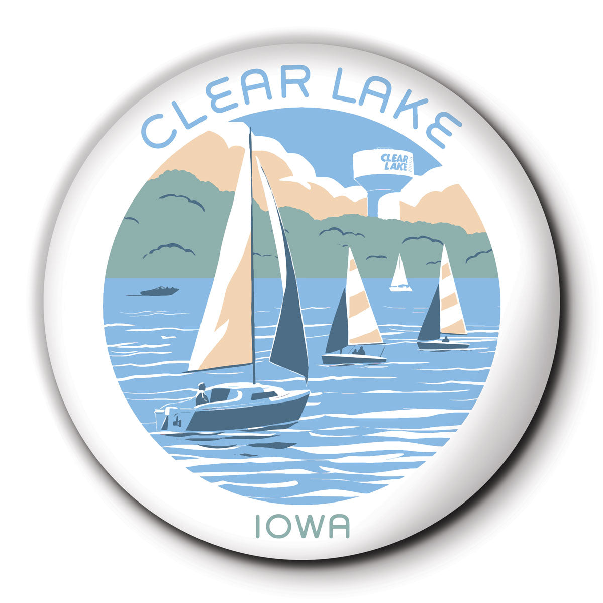 Clear Lake Sailing Round Coaster - Bozz Prints