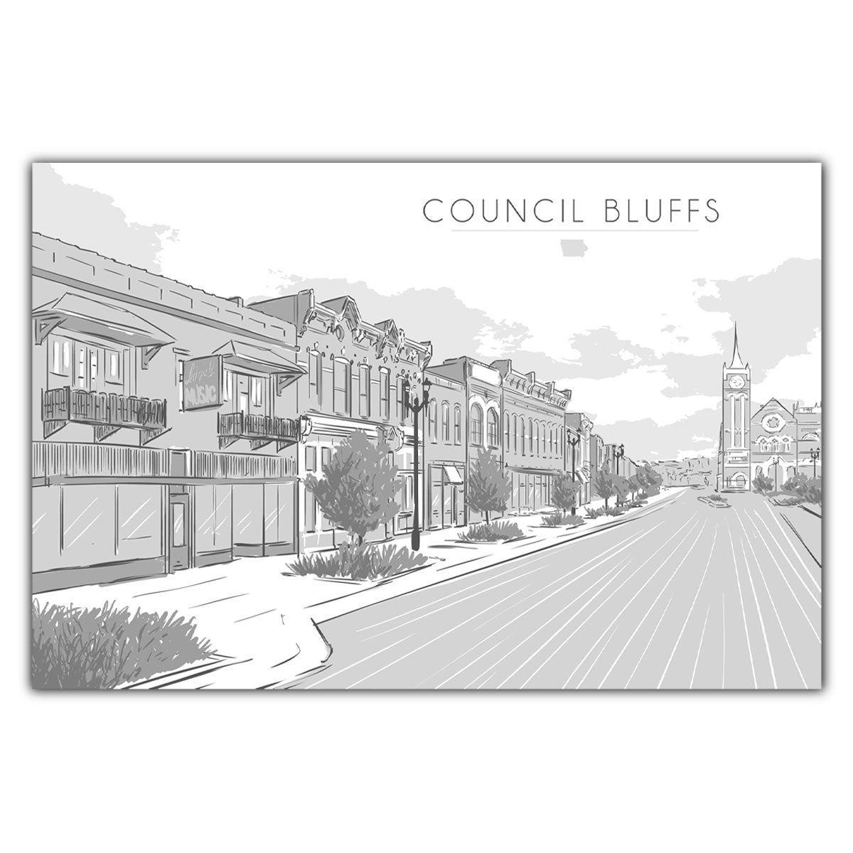 Council Bluffs Broadway Postcard - Bozz Prints