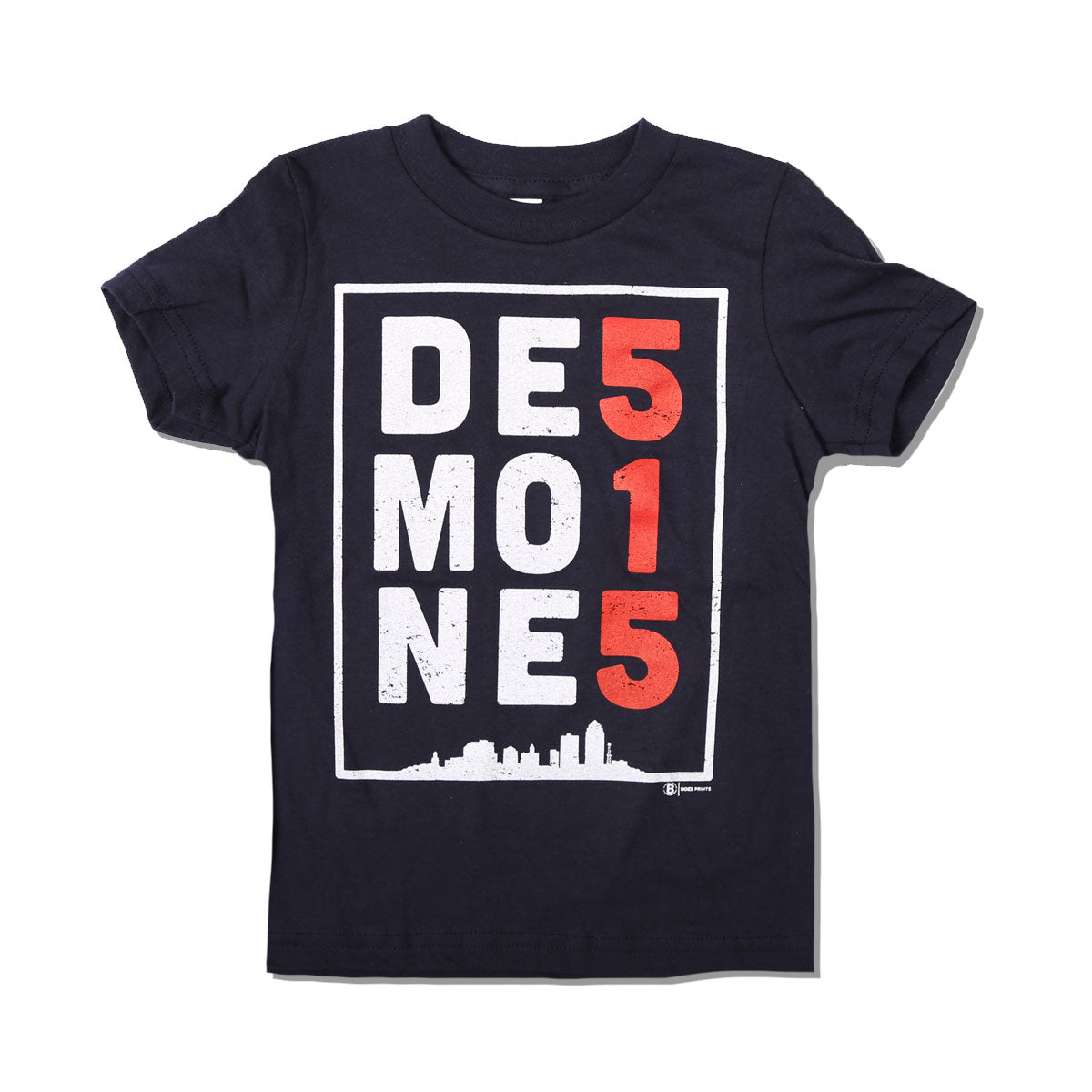 Des Moines 515 Navy Kids T-Shirt - Bozz Prints