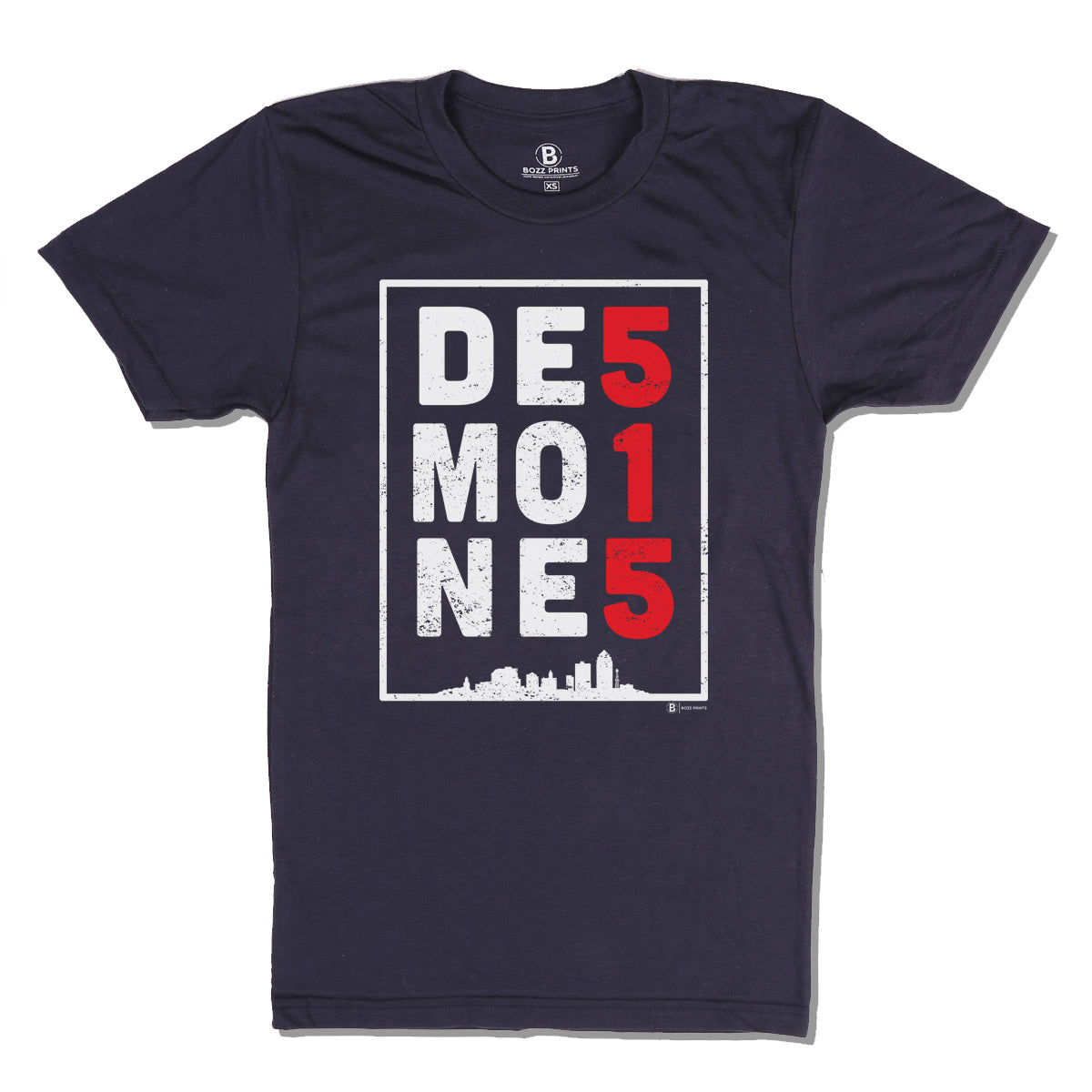 Des Moines 515 Navy T-Shirt - Bozz Prints