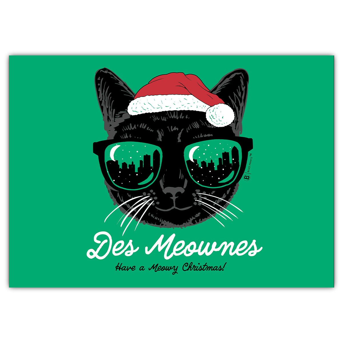 Des Meownes Meowy Christmas Greeting Card