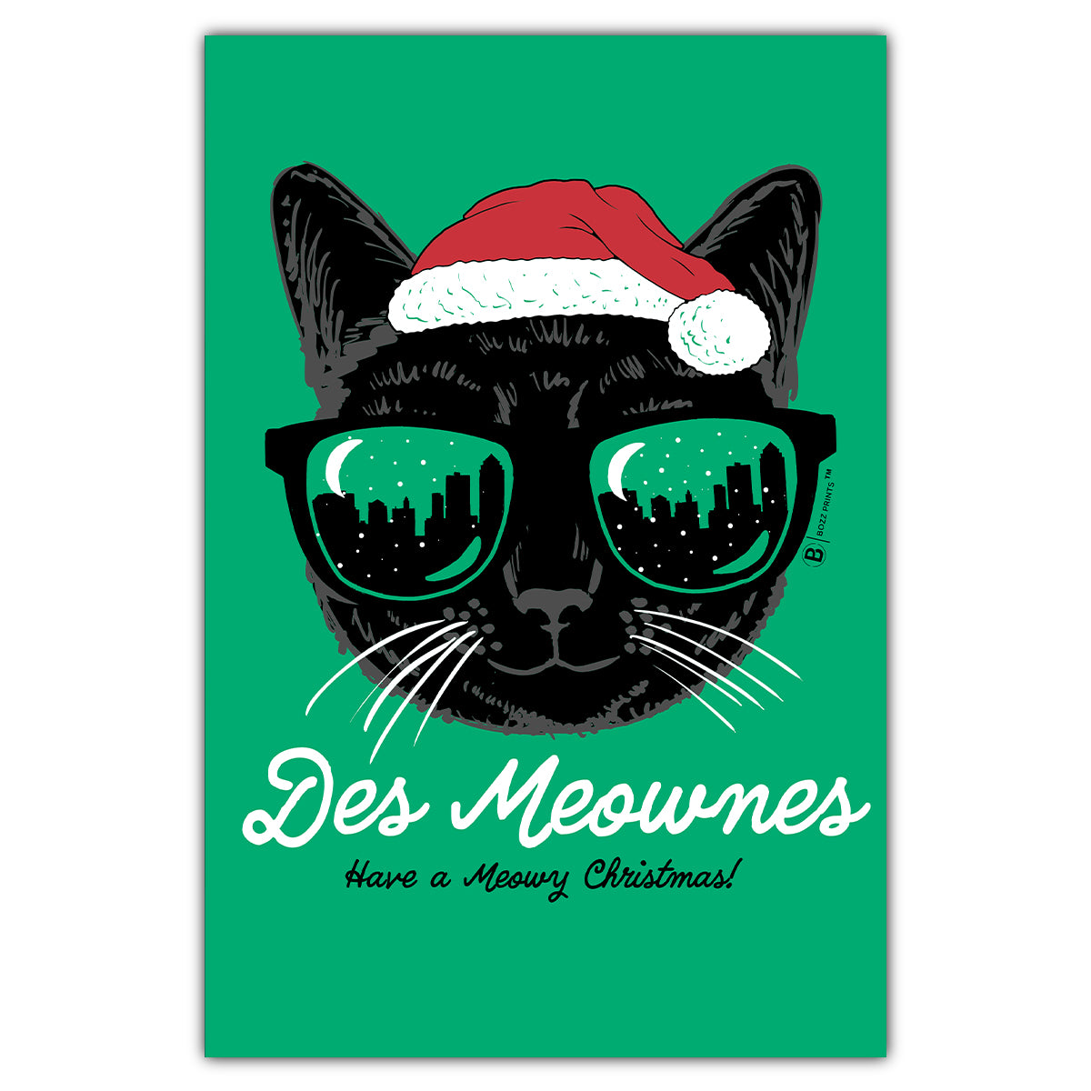 Des Meownes Meowy Christmas Postcard