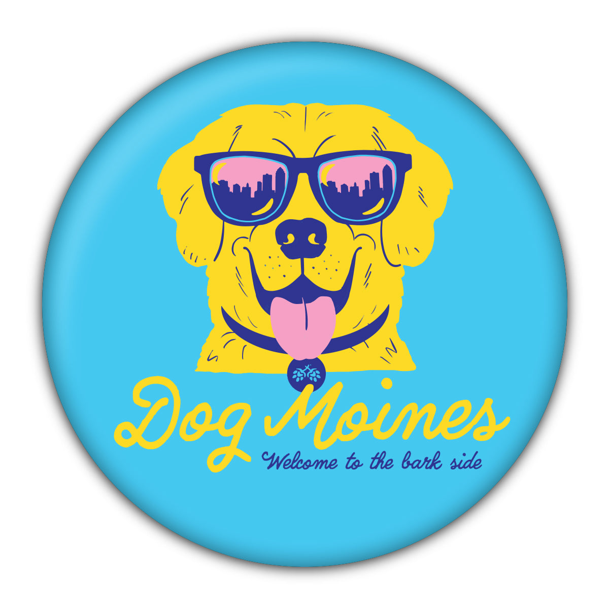 Dog Moines Welcome to the Barkside Round Coaster - Bozz Prints