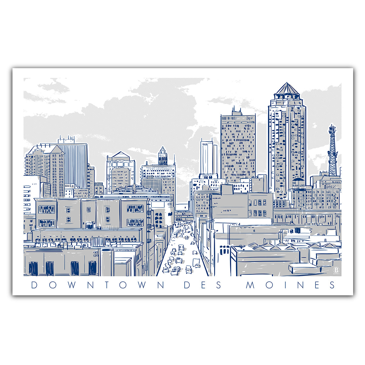 Downtown Des Moines Postcard - Bozz Prints