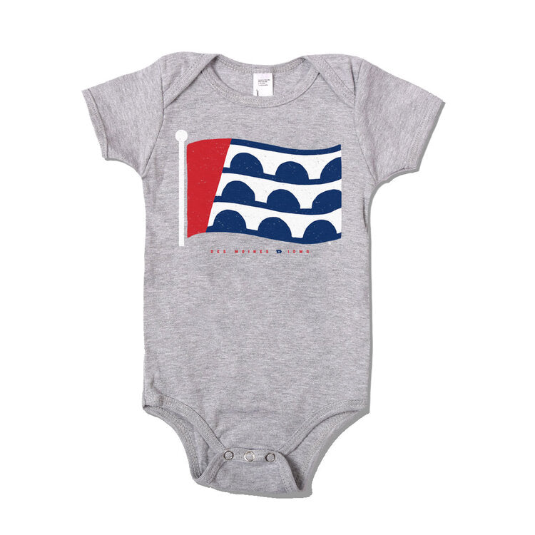 Des Moines Flag Grey Onesie - Bozz Prints