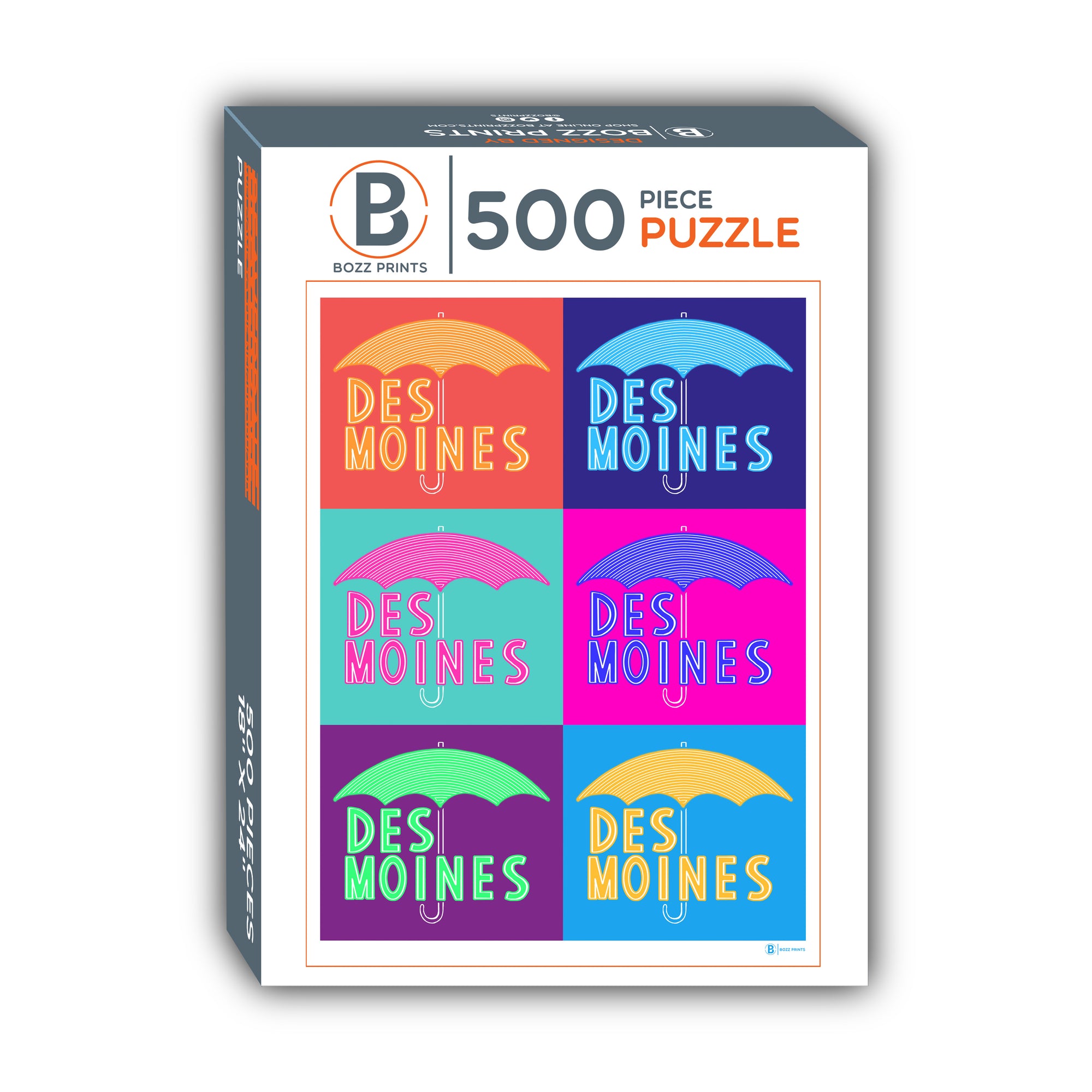 Des Moines Umbrella Pop Art Jigsaw Puzzle - Bozz Prints