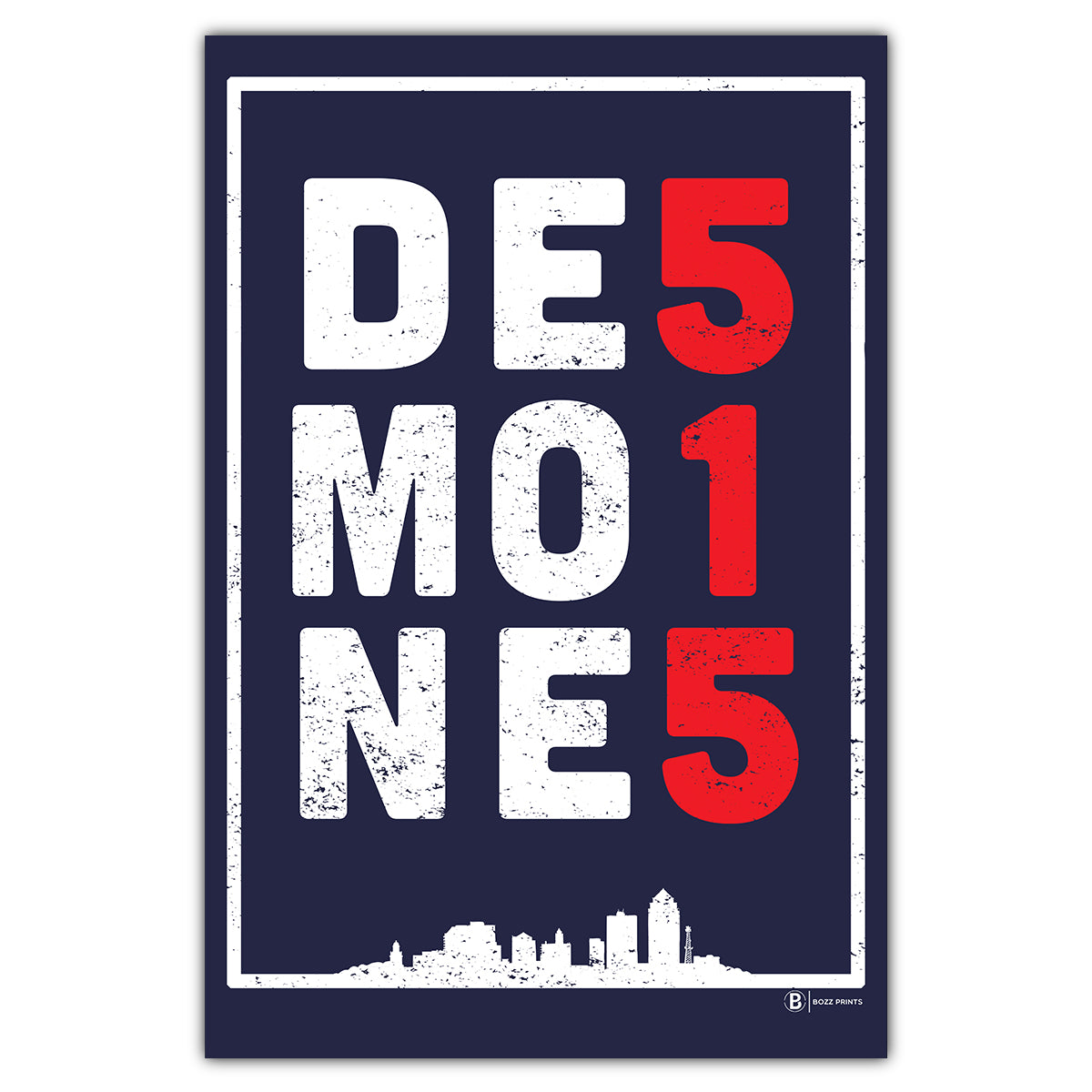 Des Moines 515 Postcard - Bozz Prints