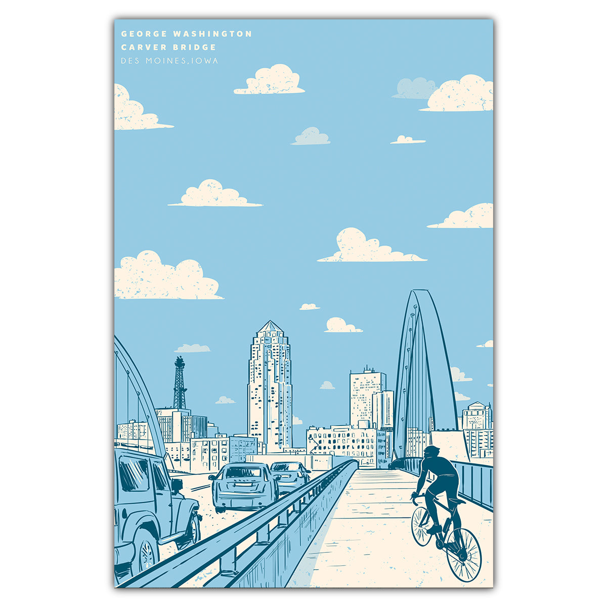 Des Moines Blue Bridge Postcard - Bozz Prints