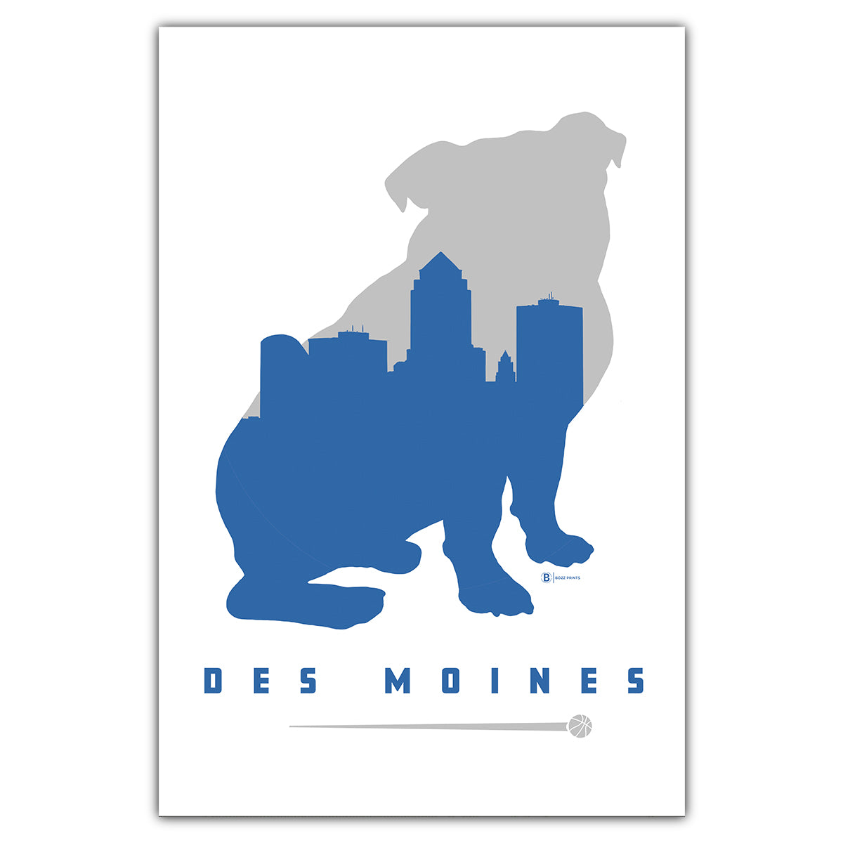 Des Moines Bulldog Skyline Postcard - Bozz Prints