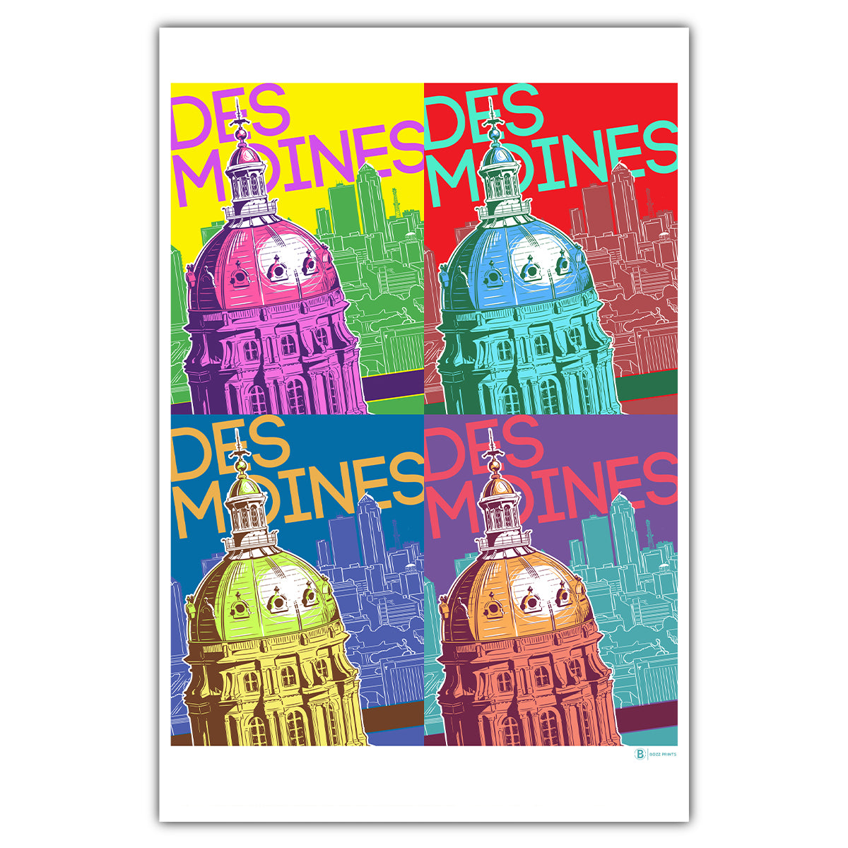 Des Moines Capitol Pop Art Postcard - Bozz Prints