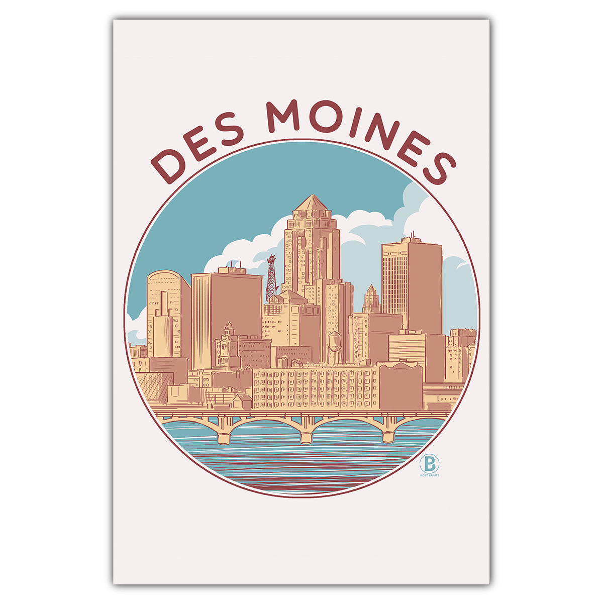 Des Moines Circle Postcard - Bozz Prints