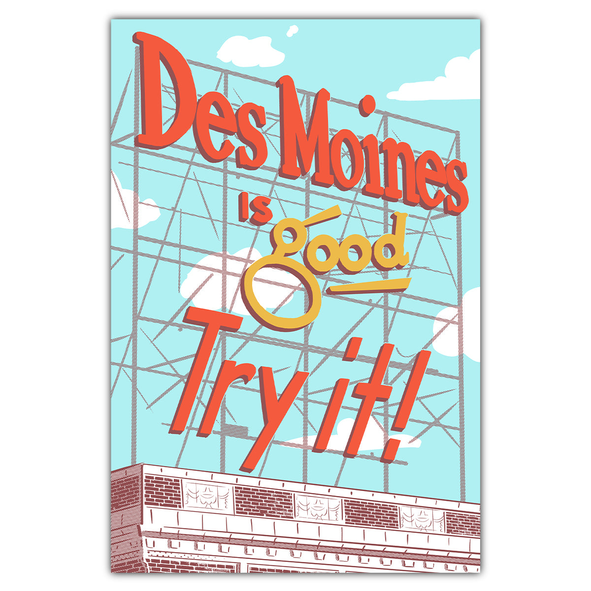 Des Moines Colonial Sign Postcard - Bozz Prints