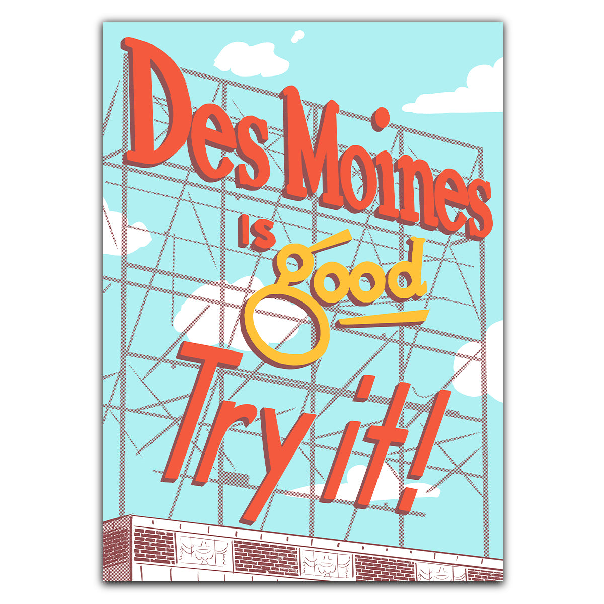 Des Moines Colonial Sign Greeting Card - Bozz Prints