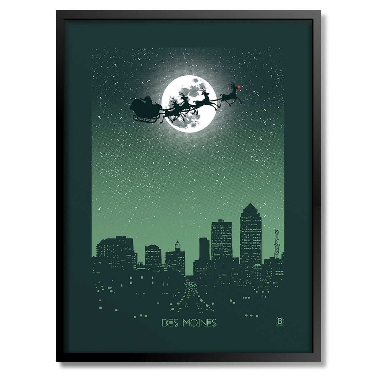 Des Moines Holiday Moon Print - Bozz Prints