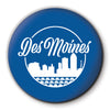 Des Moines Hometown Blue Round Coaster - Bozz Prints