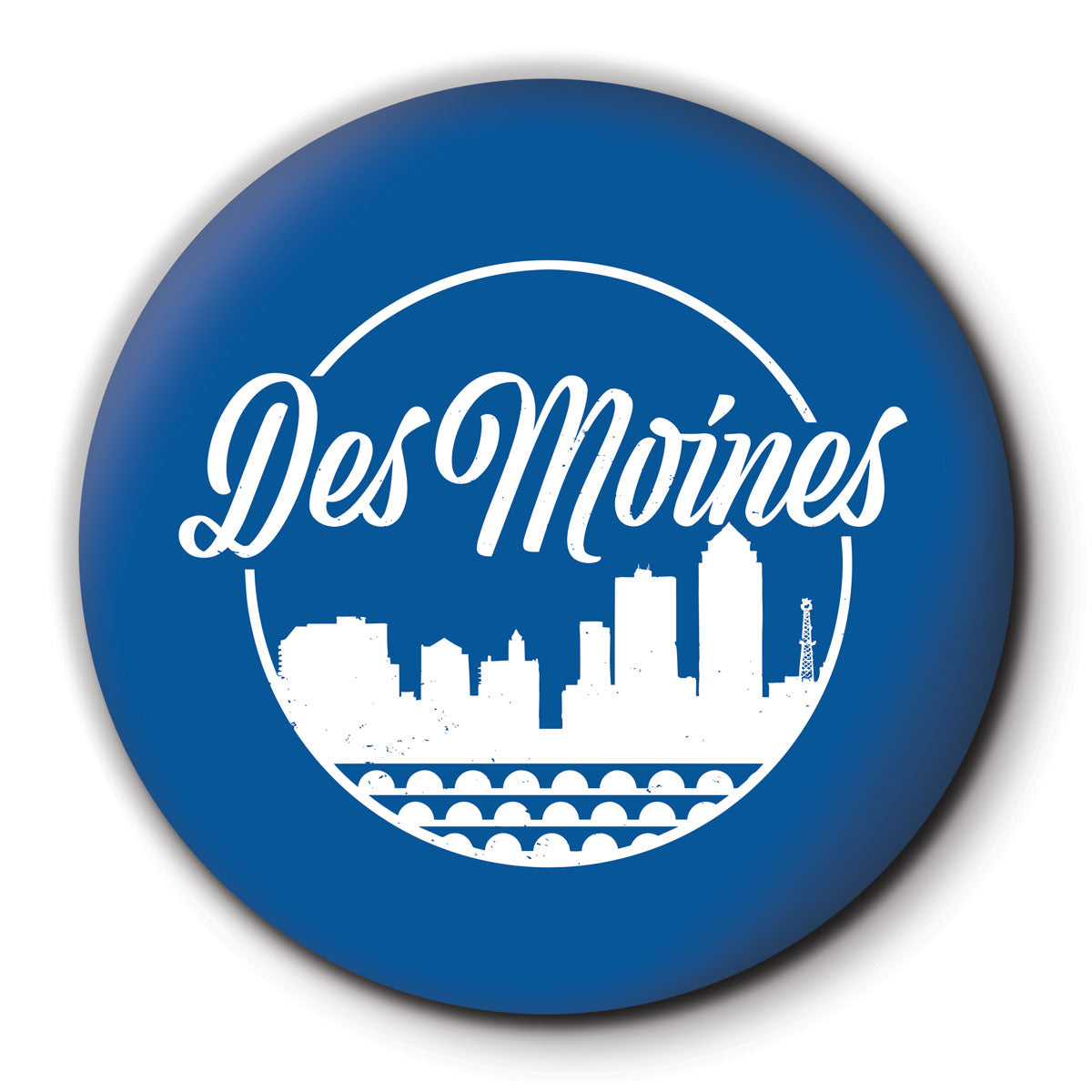 Des Moines Hometown Blue Round Coaster - Bozz Prints