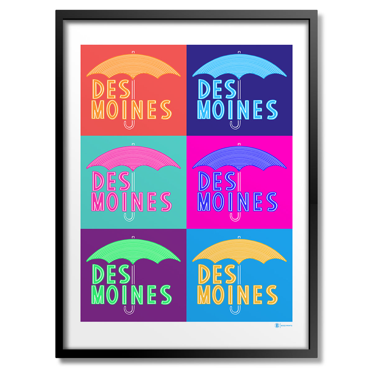 Des Moines Umbrella Pop Art Print - Bozz Prints