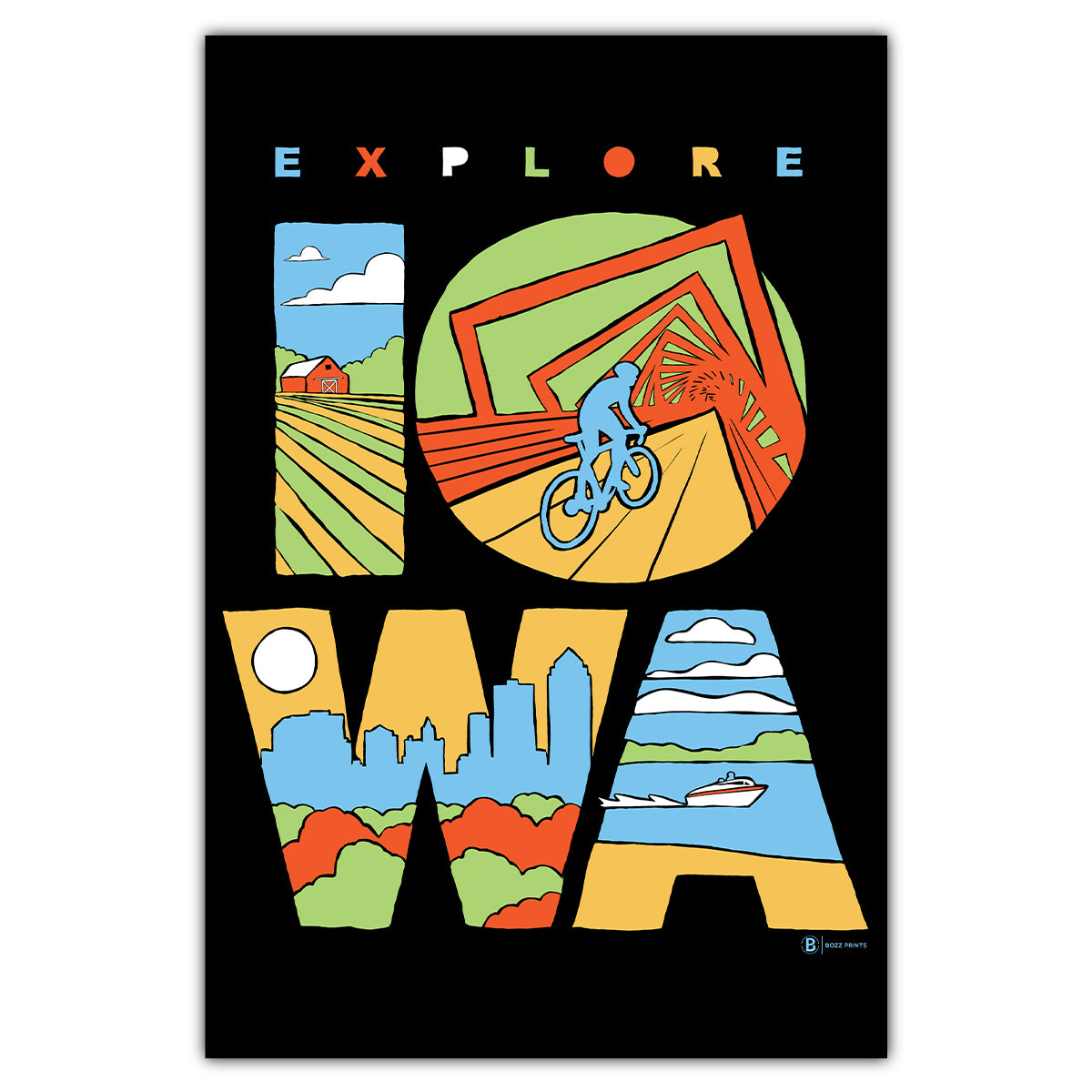 Explore Iowa Postcard - Bozz Prints