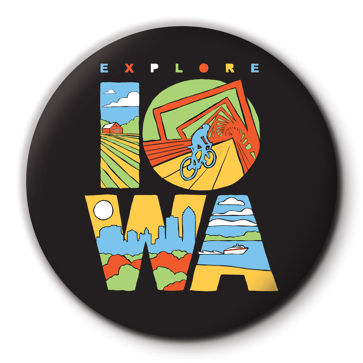 Explore Iowa Round Coaster - Bozz Prints