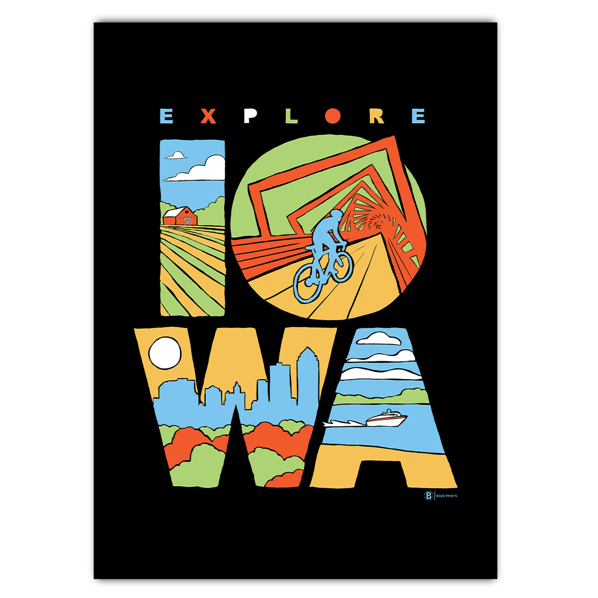 Explore Iowa Greeting Card - Bozz Prints