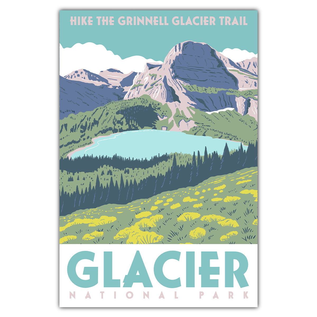 Glacier National Park Grinnell Lake Postcard - Bozz Prints