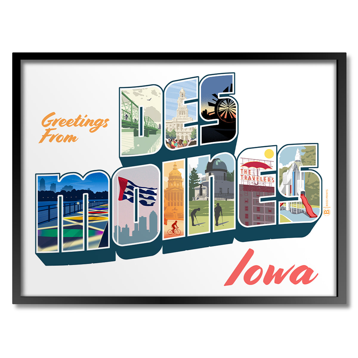 Greetings from Des Moines Art Print - Bozz Prints