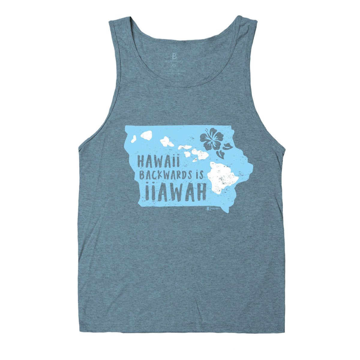 Hawaii Backwards Ocean Blue Tank Top - Bozz Prints