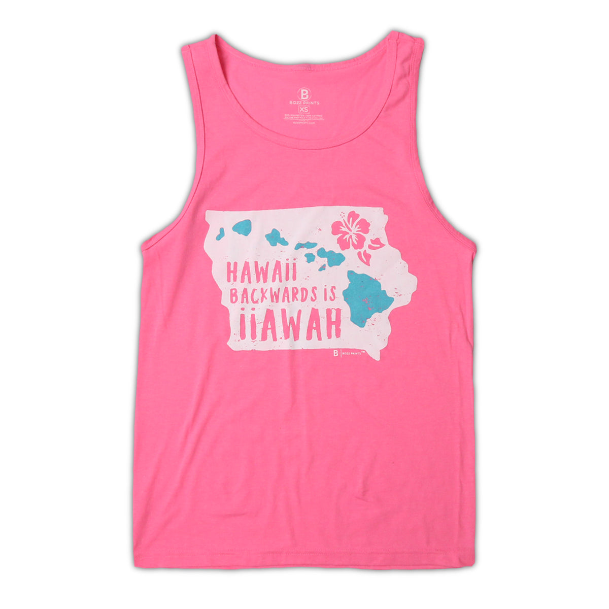 Hawaii Backwards Ocean Hot Pink Tank Top - Bozz Prints