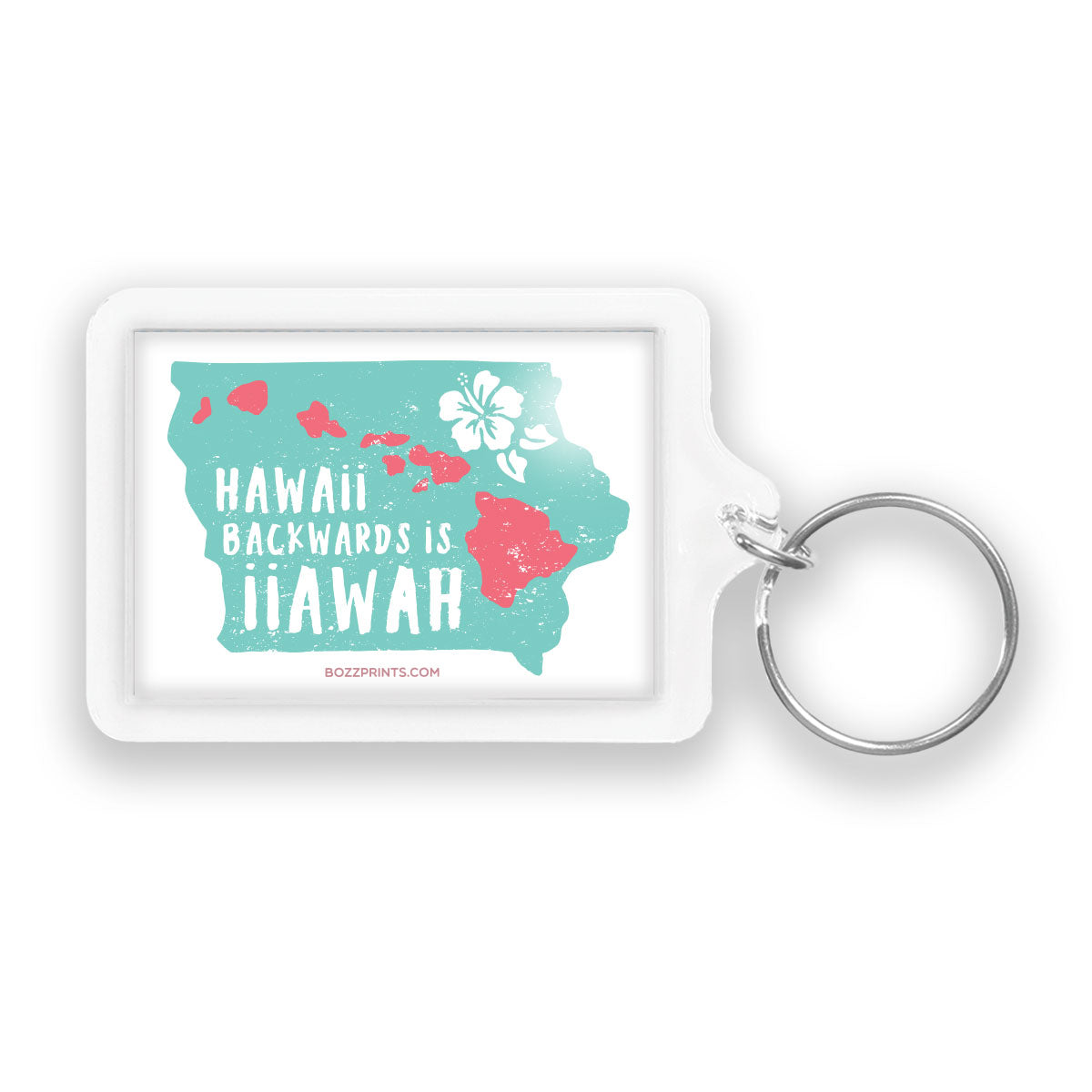 Hawaii Backwards is Iiawah Keychain - Bozz Prints