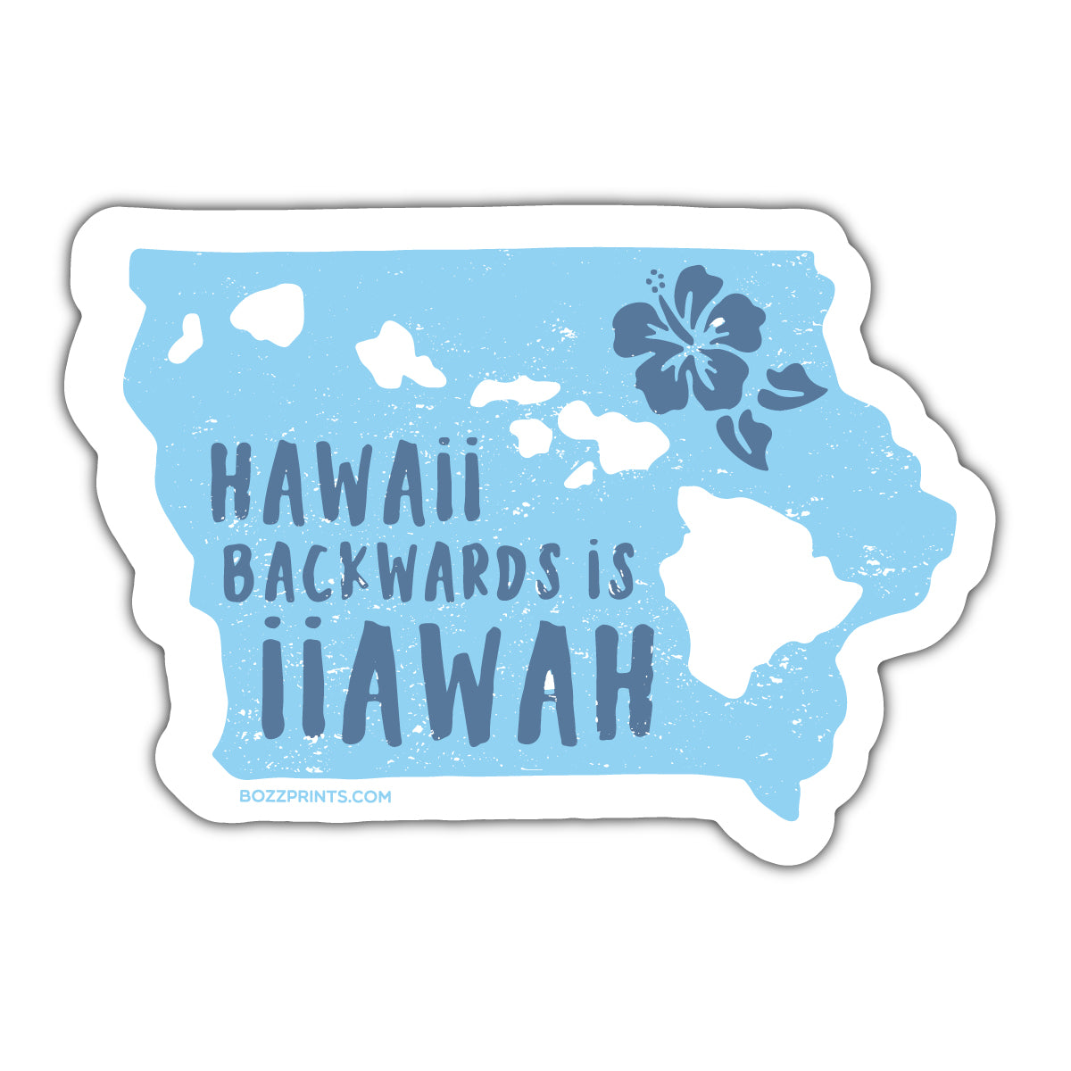 HAWAII BACKWARDS IS IIAWAH OCEAN BLUE - Bozz Prints