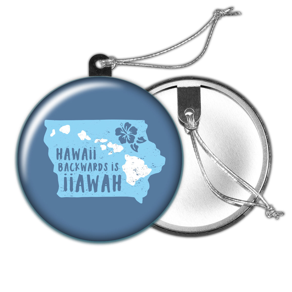 Hawaii Backwards is Iiawah Ocean Blue Holiday Ornament - Bozz Prints