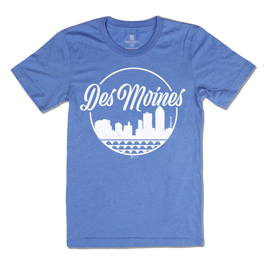Des Moines Hometown Blue T-Shirt - Bozz Prints