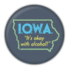 I.O.W.A. (It&#39;s Ok With Alcohol) Navy Round Coaster - Bozz Prints