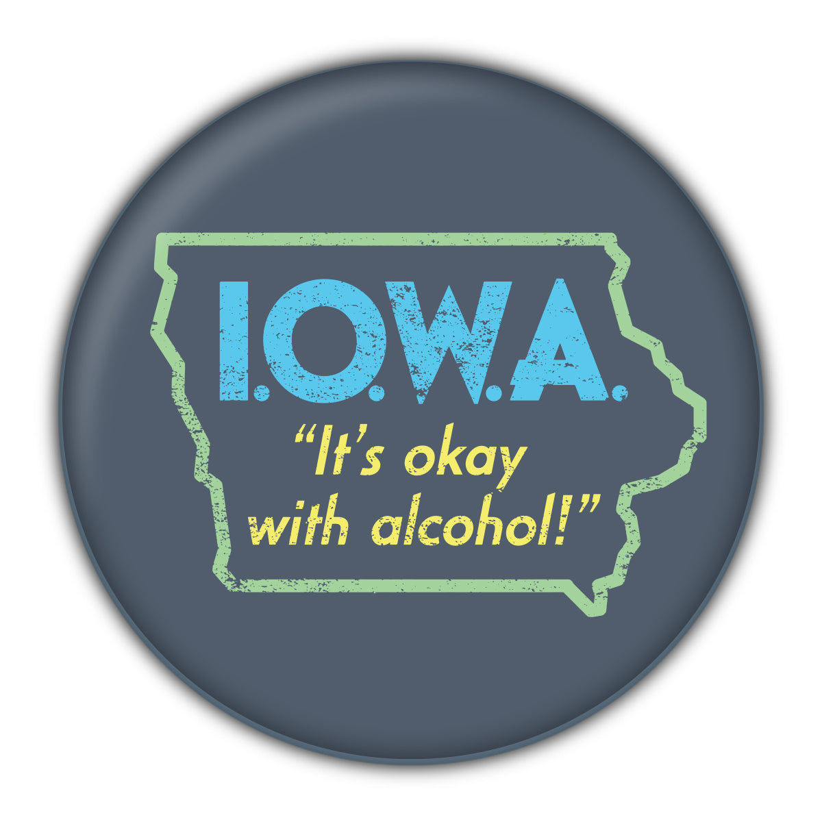 I.O.W.A. (It's Ok With Alcohol) Navy Round Coaster - Bozz Prints