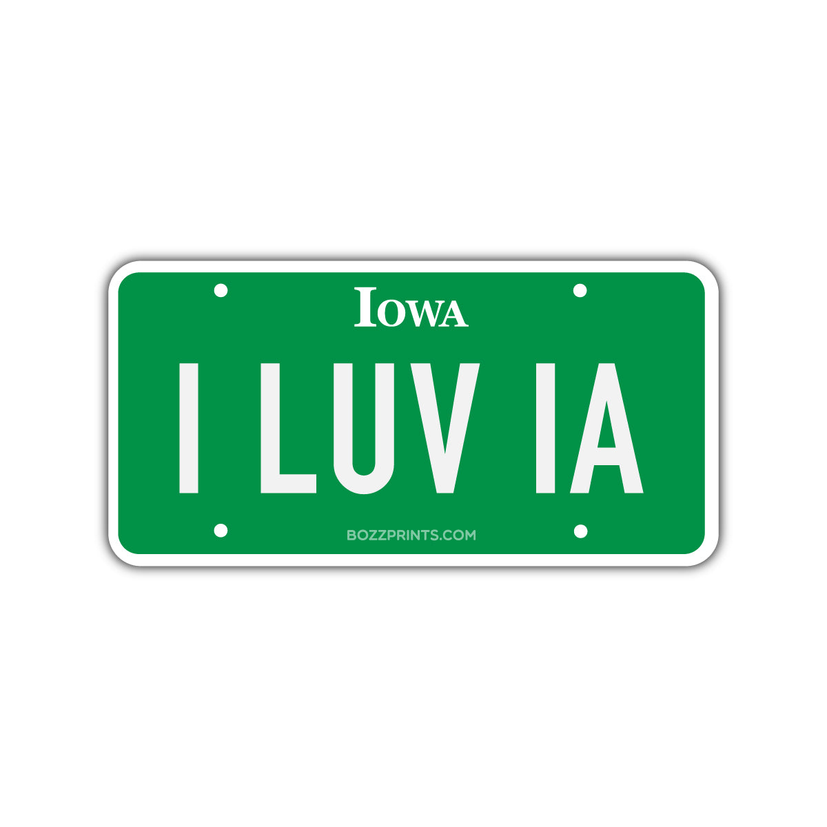 I Luv IA License Plate - Bozz Prints
