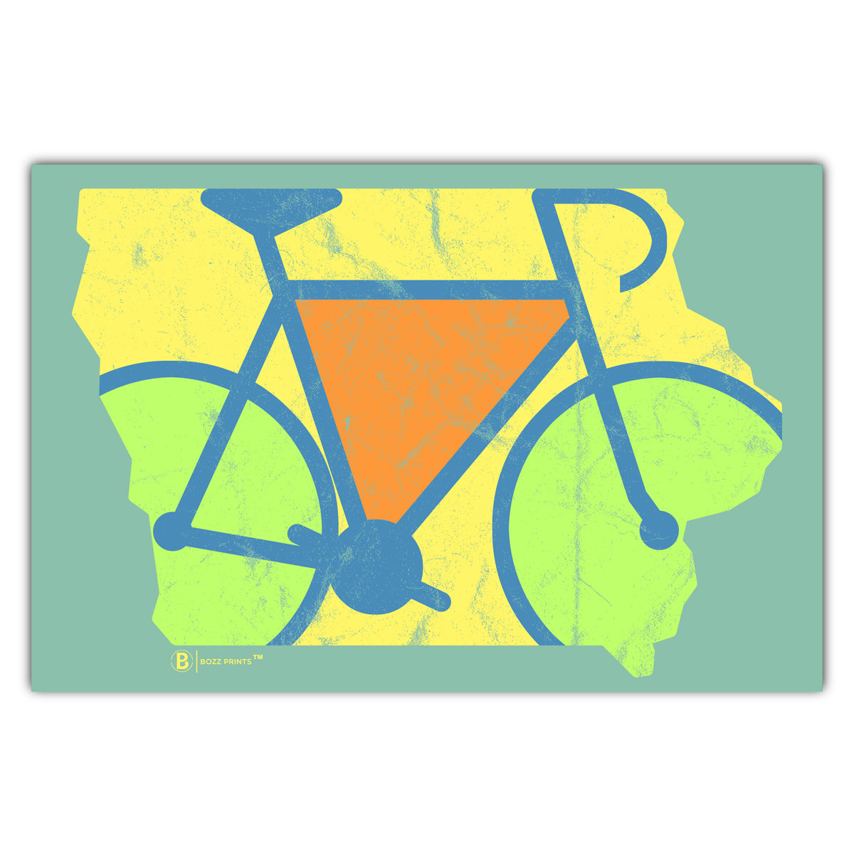 Iowa Bike Outline Postcard - Bozz Prints